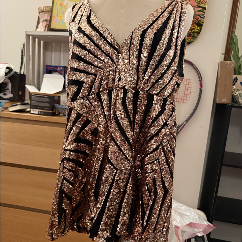 Urban Outfitters Sequin Dress in Black and Gold